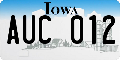 IA license plate AUC012