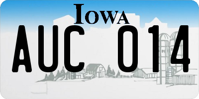 IA license plate AUC014