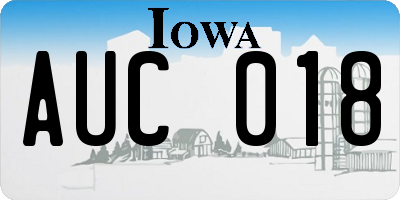 IA license plate AUC018