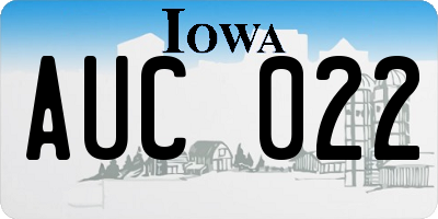 IA license plate AUC022