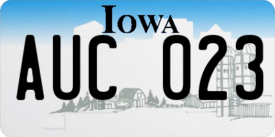 IA license plate AUC023