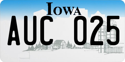 IA license plate AUC025