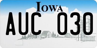 IA license plate AUC030