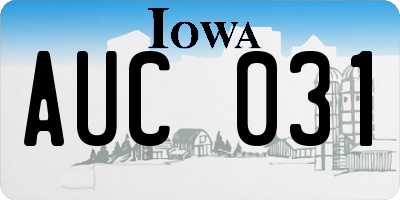 IA license plate AUC031