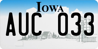 IA license plate AUC033