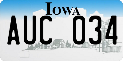 IA license plate AUC034