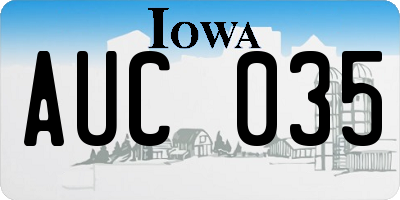 IA license plate AUC035