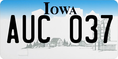 IA license plate AUC037