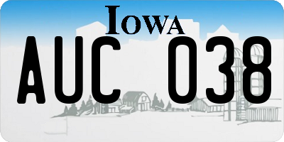 IA license plate AUC038