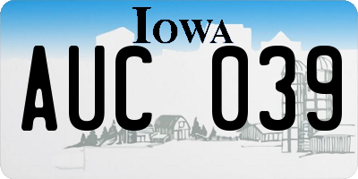 IA license plate AUC039