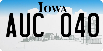 IA license plate AUC040