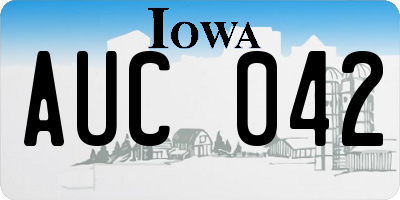 IA license plate AUC042