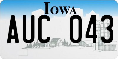 IA license plate AUC043