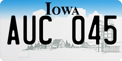 IA license plate AUC045