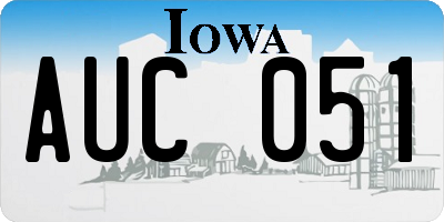 IA license plate AUC051