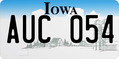IA license plate AUC054