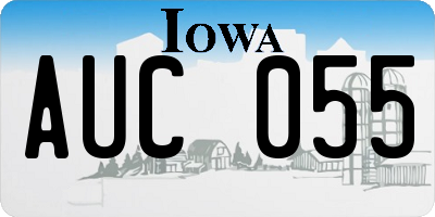 IA license plate AUC055