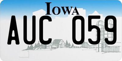 IA license plate AUC059