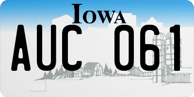 IA license plate AUC061