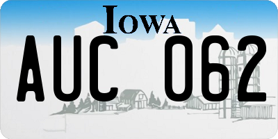 IA license plate AUC062