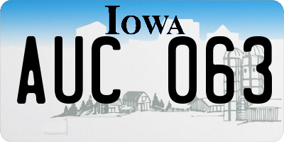 IA license plate AUC063