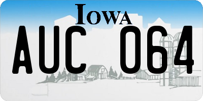IA license plate AUC064