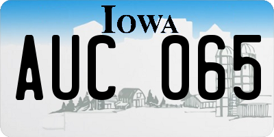 IA license plate AUC065