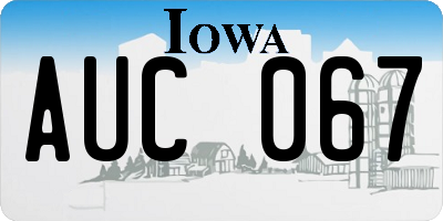 IA license plate AUC067