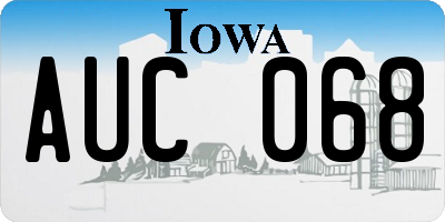 IA license plate AUC068