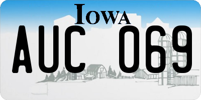 IA license plate AUC069