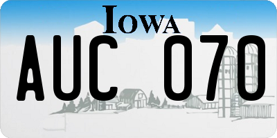 IA license plate AUC070