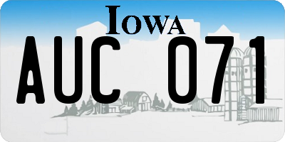 IA license plate AUC071
