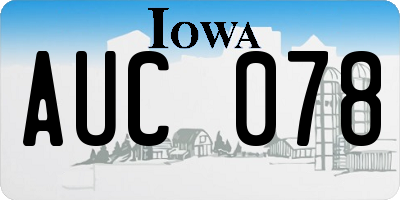 IA license plate AUC078