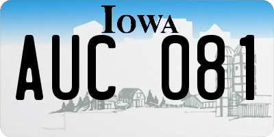 IA license plate AUC081
