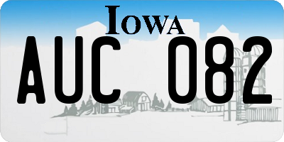 IA license plate AUC082
