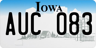 IA license plate AUC083