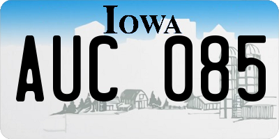 IA license plate AUC085