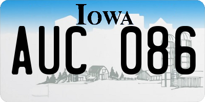 IA license plate AUC086