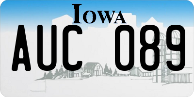 IA license plate AUC089