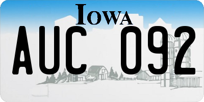 IA license plate AUC092
