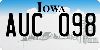 IA license plate AUC098