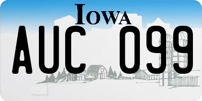 IA license plate AUC099