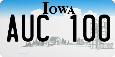 IA license plate AUC100