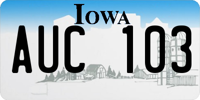 IA license plate AUC103