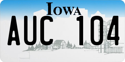 IA license plate AUC104