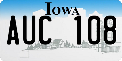 IA license plate AUC108