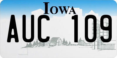IA license plate AUC109