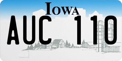 IA license plate AUC110