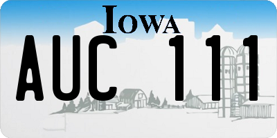 IA license plate AUC111