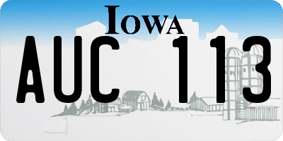 IA license plate AUC113